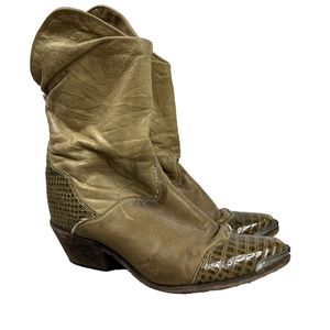 Zodiac Slouchy Boots Vintage Western Mid Calf Shoes Size 9.5